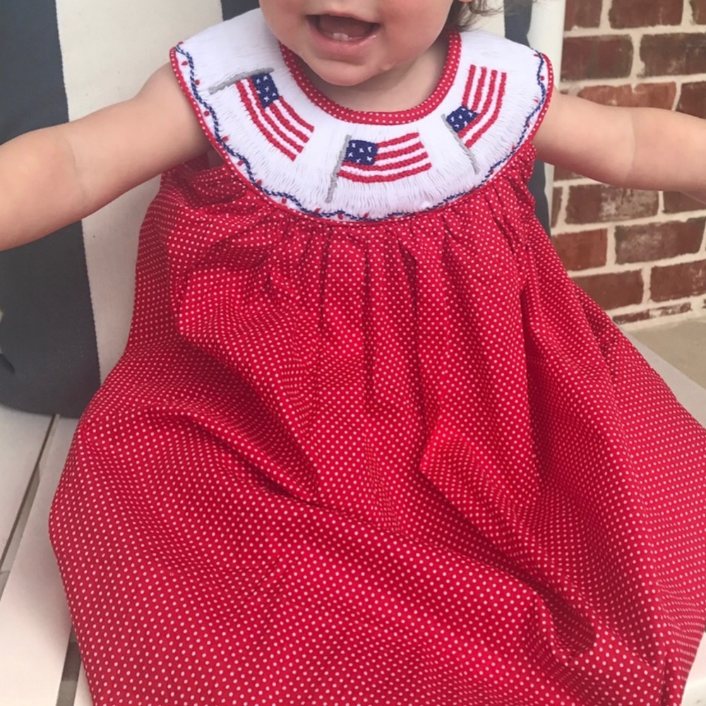 Red Smocked American Flag Dress